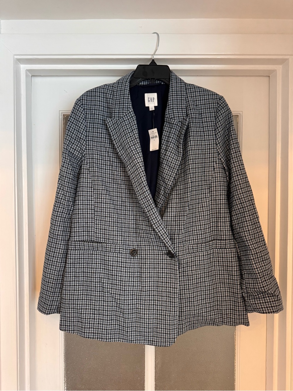 GAP Navy and White Mini Houndstooth Blazer